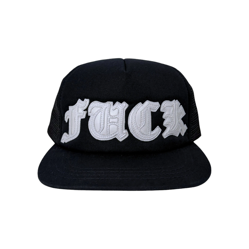 Chrome Hearts Trucker Hat FUCK Leather Patch