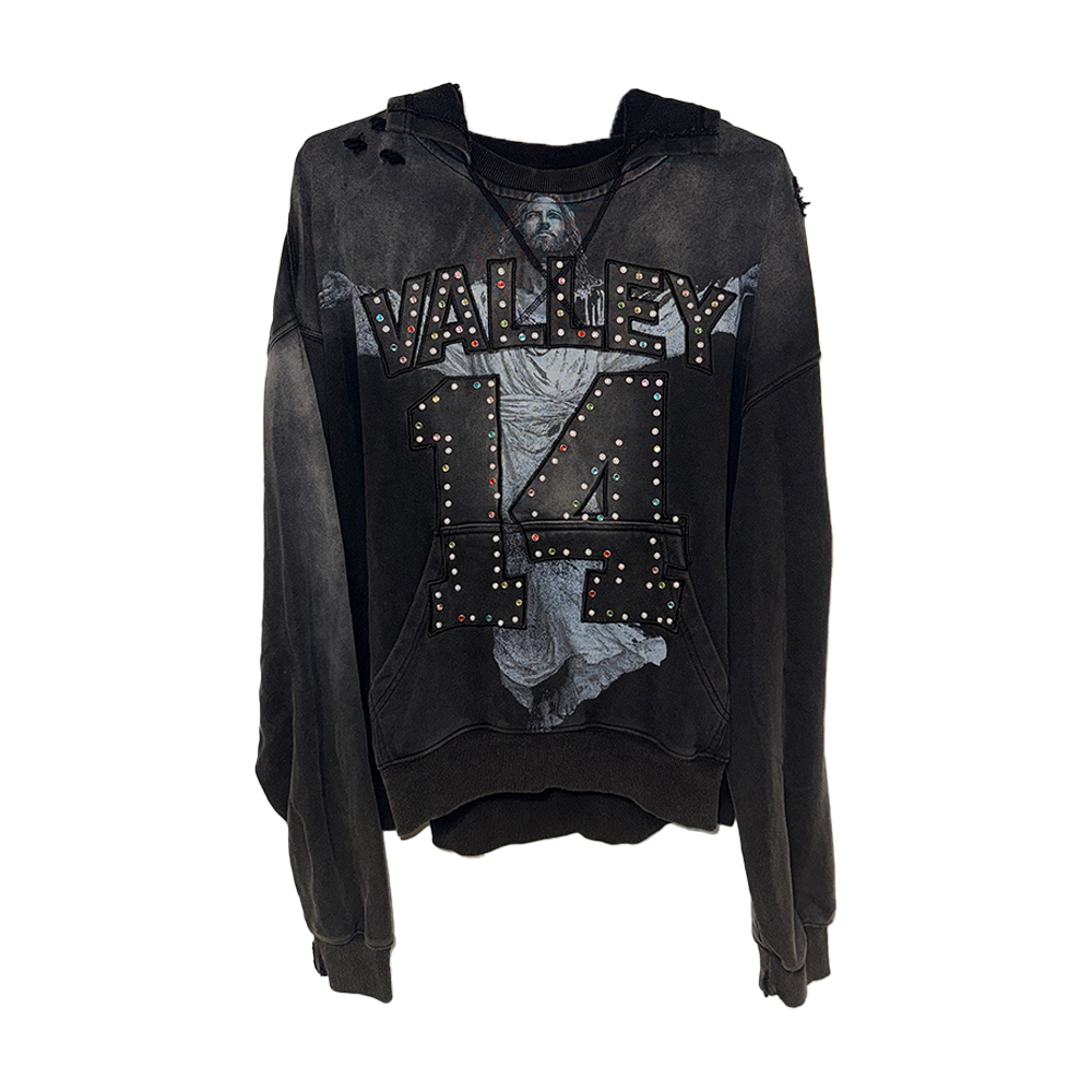 Vale Hoodie Black Jesus Rhinestone