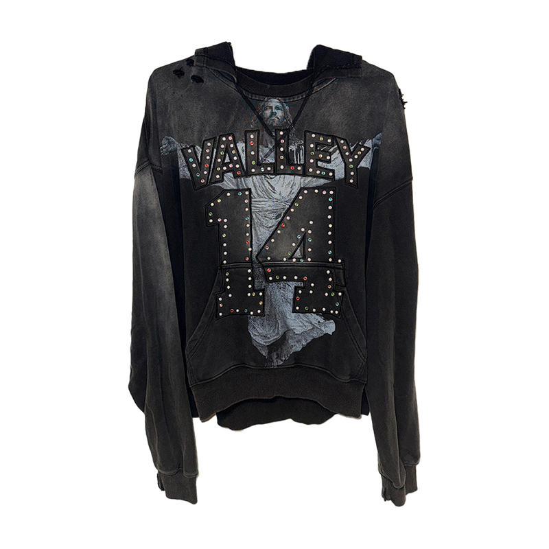 Vale Hoodie Black Jesus Rhinestone