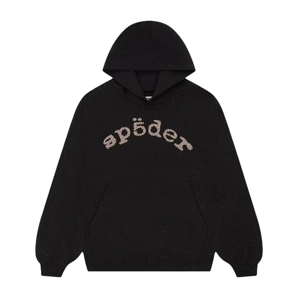 Sp5der Hoodie Black VVS Rhinestone