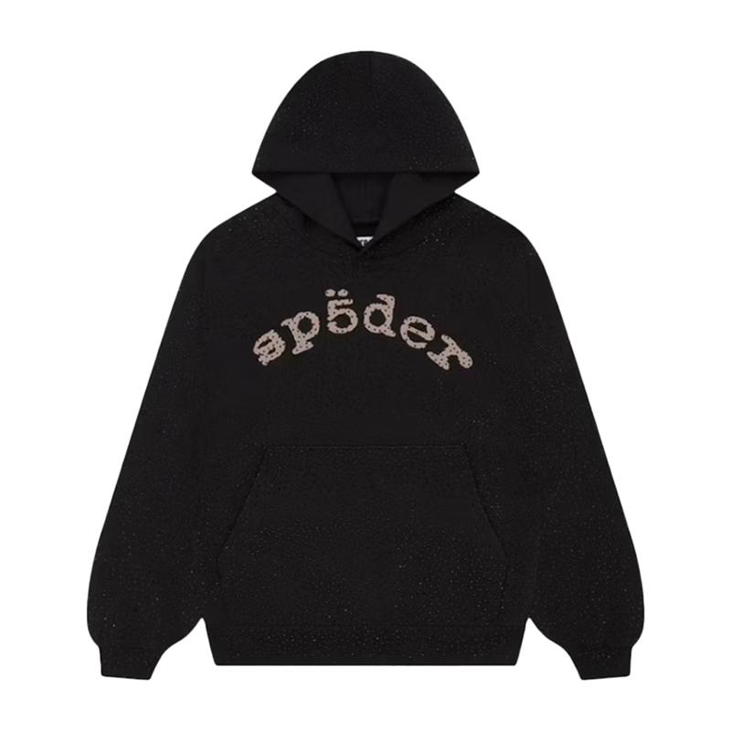 Sp5der Hoodie Black VVS Rhinestone