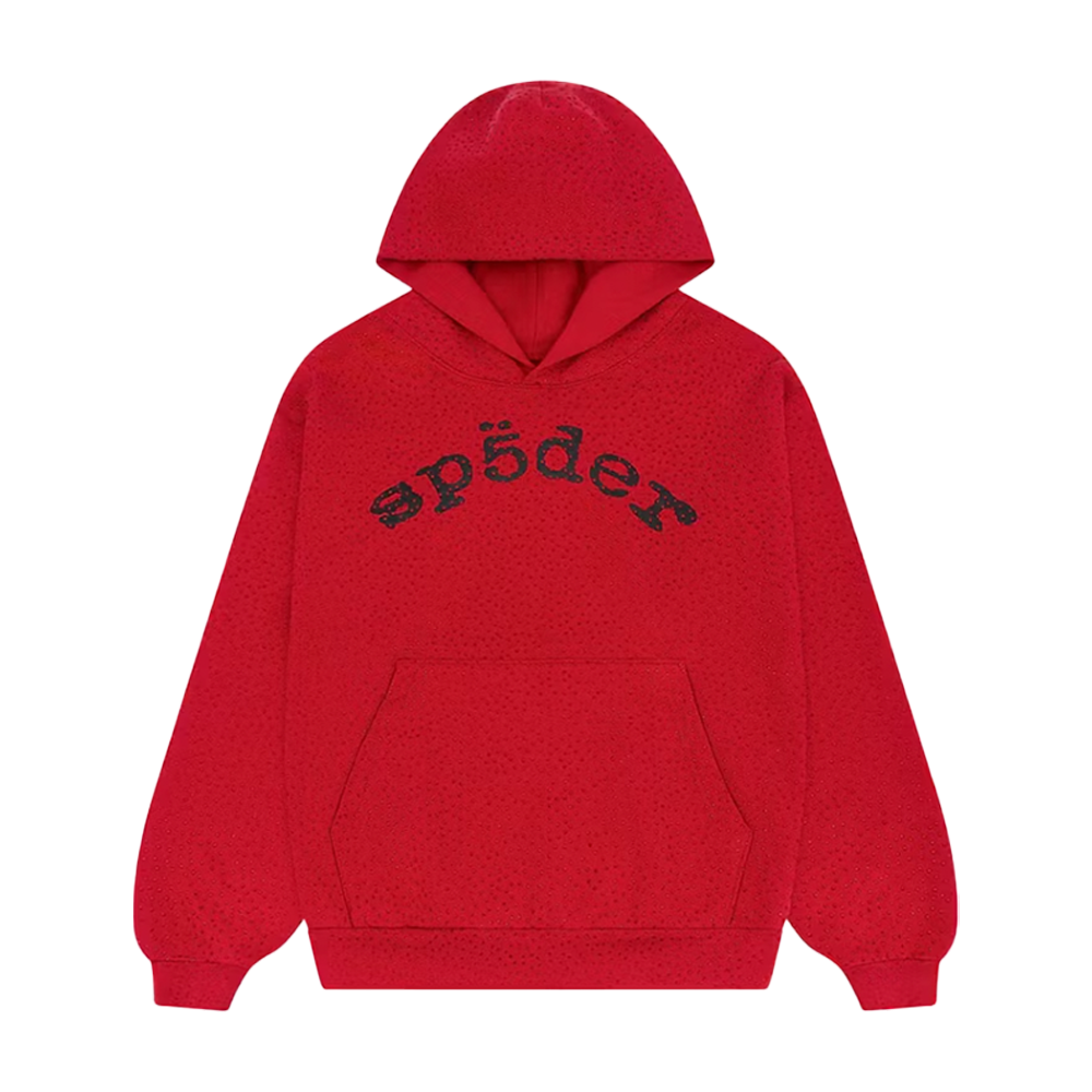 Sp5der Hoodie Red VVS Rhinestone