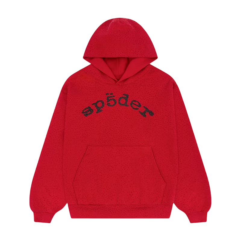 Sp5der Hoodie Red VVS Rhinestone