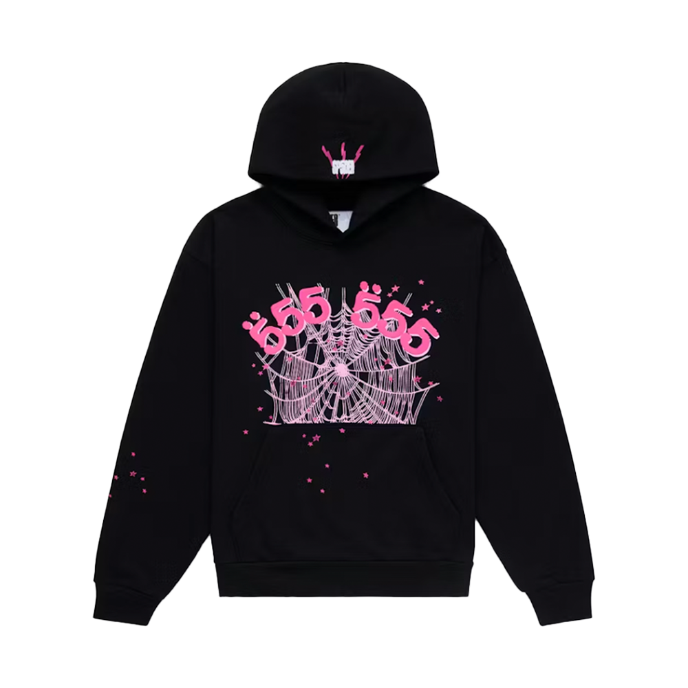 Sp5der Hoodie Black Pink 555