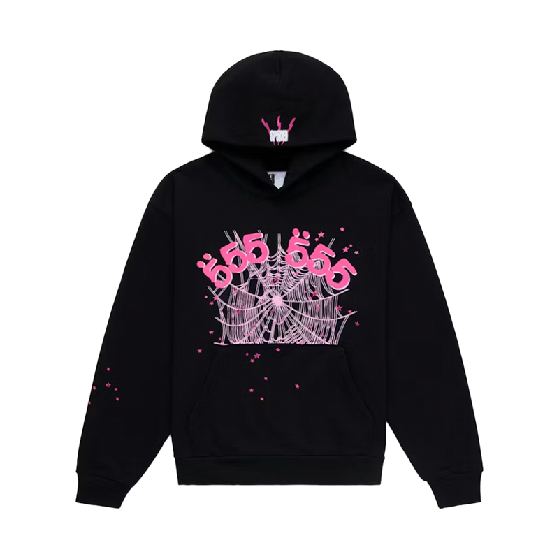 Sp5der Hoodie Black Pink 555