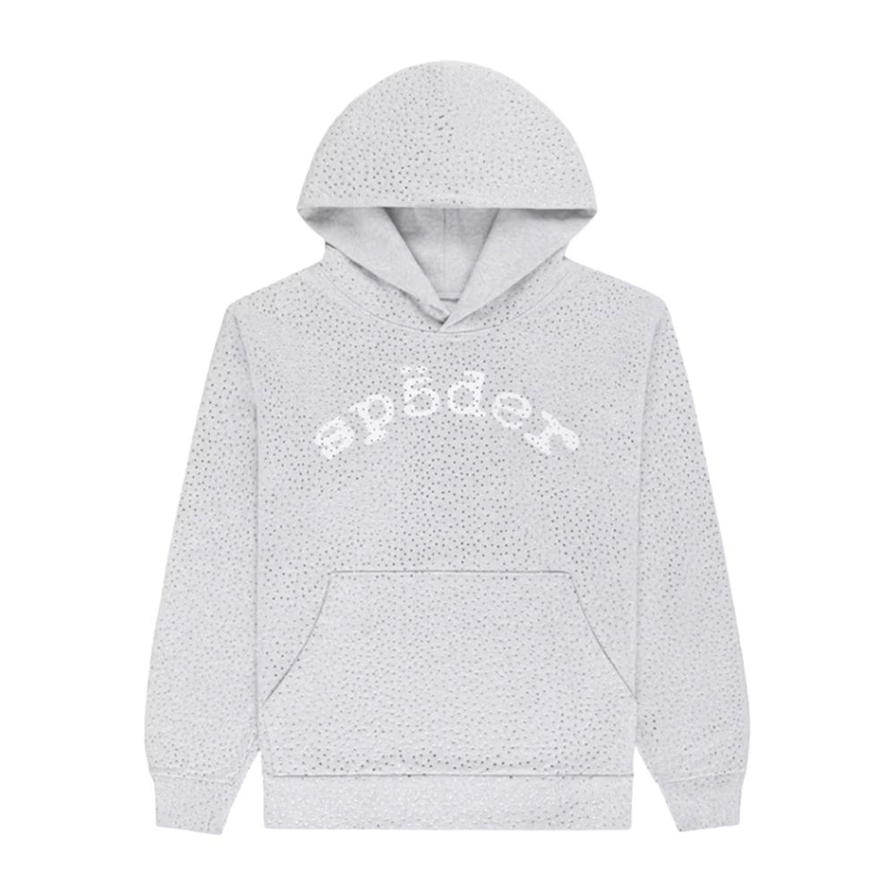 Sp5der Hoodie Gray VVS Rhinestone