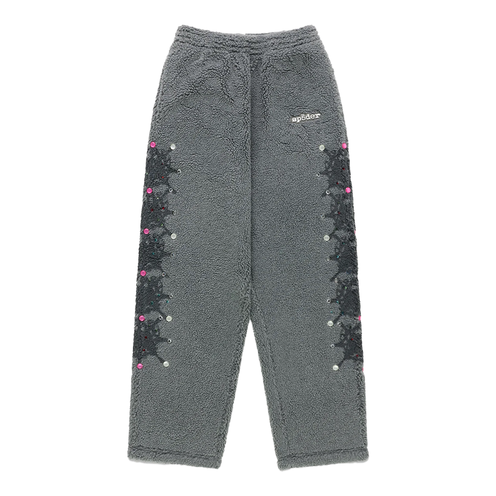 Sp5der Sweats Fleece Gray Rhinestone