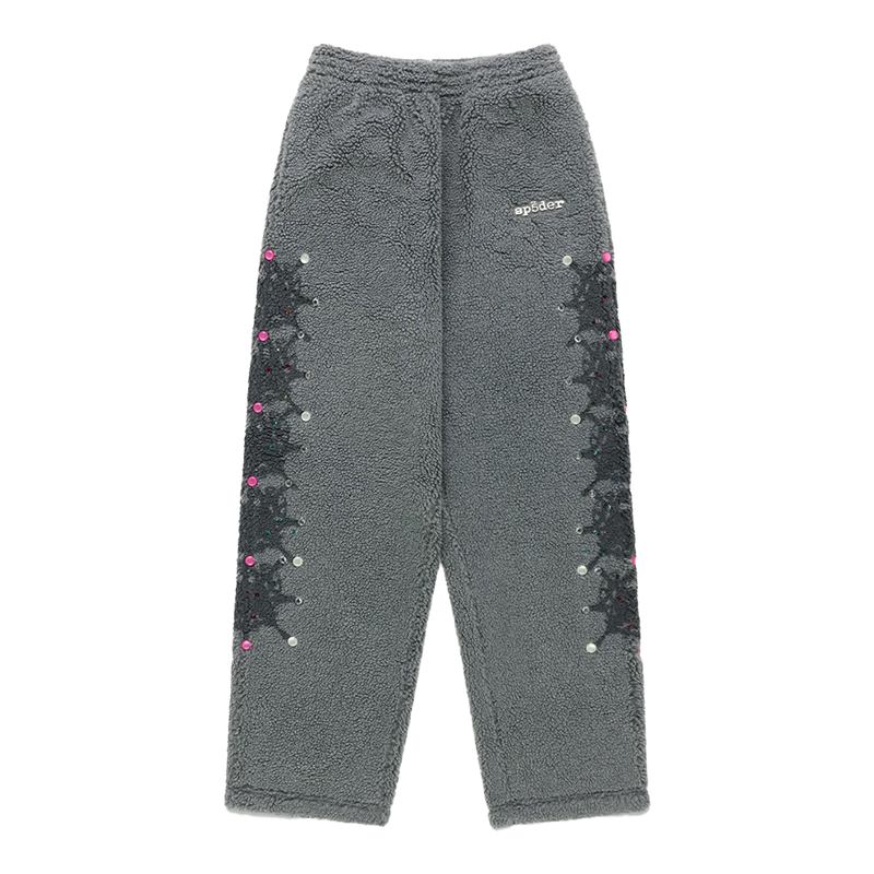 Sp5der Sweats Fleece Gray Rhinestone