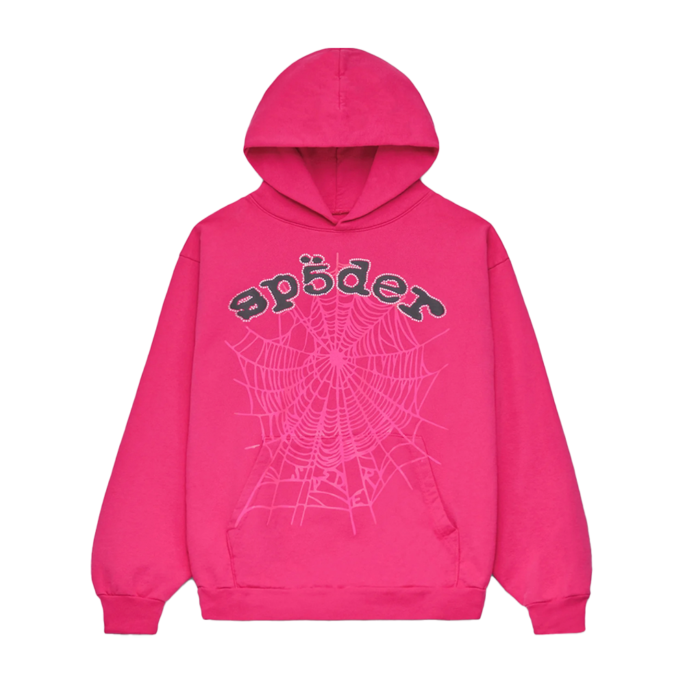 Sp5der Hoodie Pink Rhinestone