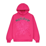 Sp5der Hoodie Pink Rhinestone