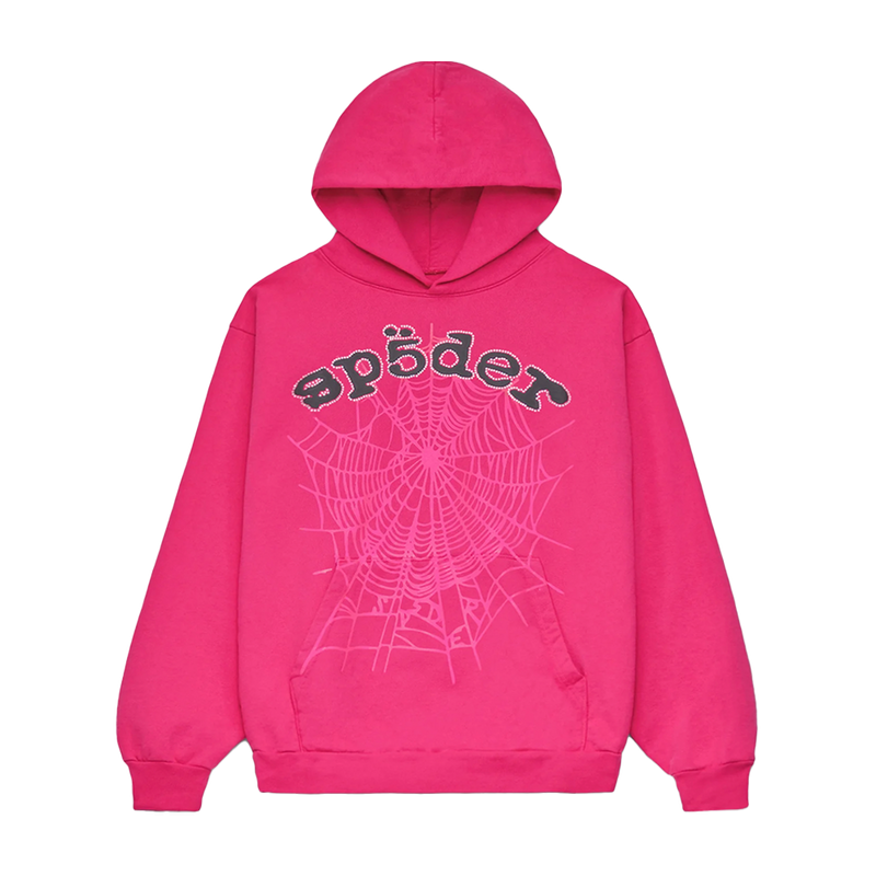 Sp5der Hoodie Pink Rhinestone
