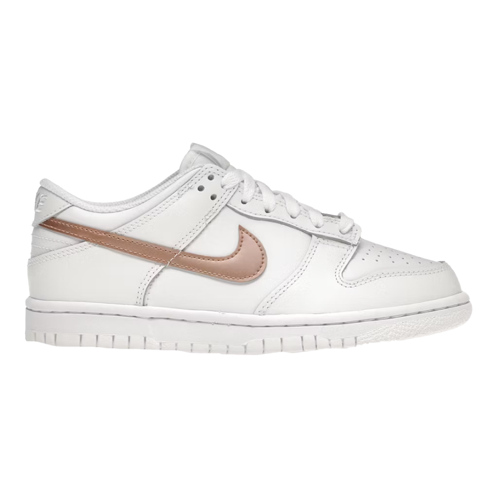 Dunk Low White Metallic Bronze Swoosh
