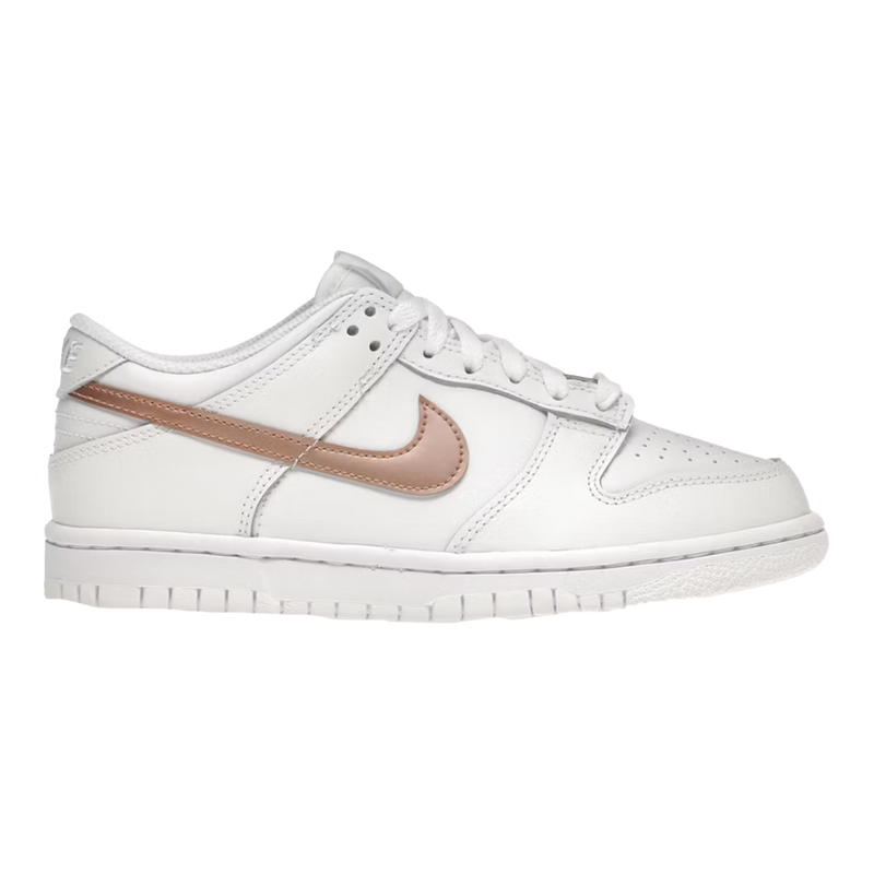 Dunk Low White Metallic Bronze Swoosh