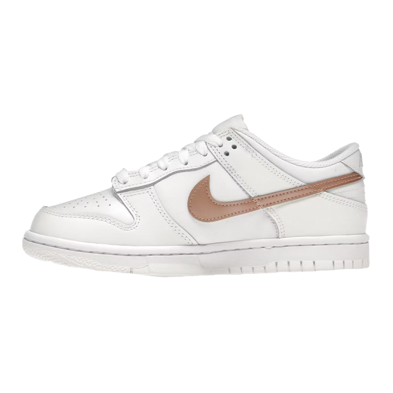 Dunk Low White Metallic Bronze Swoosh