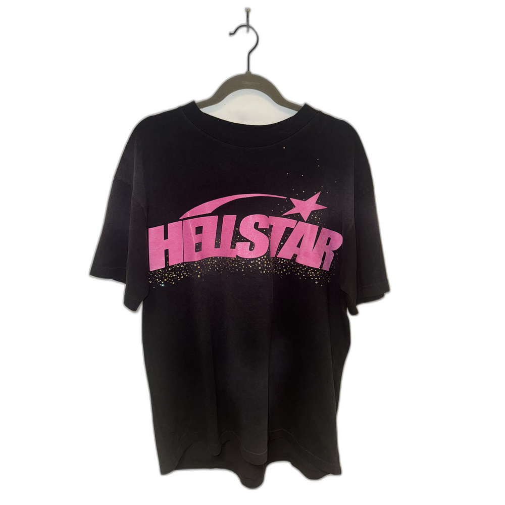 Hellstar Tee Black Classic Pink Rhinestone