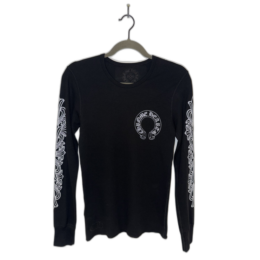 Chrome Hearts L/S Thermal Black Floral Sleeve Horseshoe
