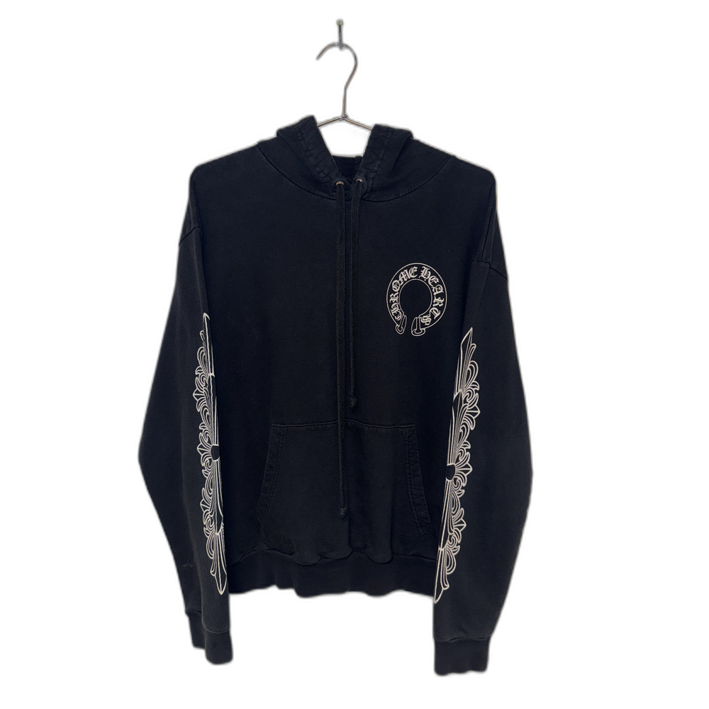 Chrome Hearts Hoodie Black Horseshoe Floral Sleeve