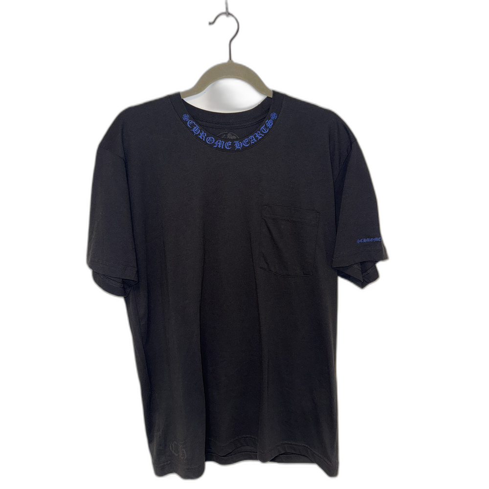 Chrome Hearts Tee Black Blue Neck Logo