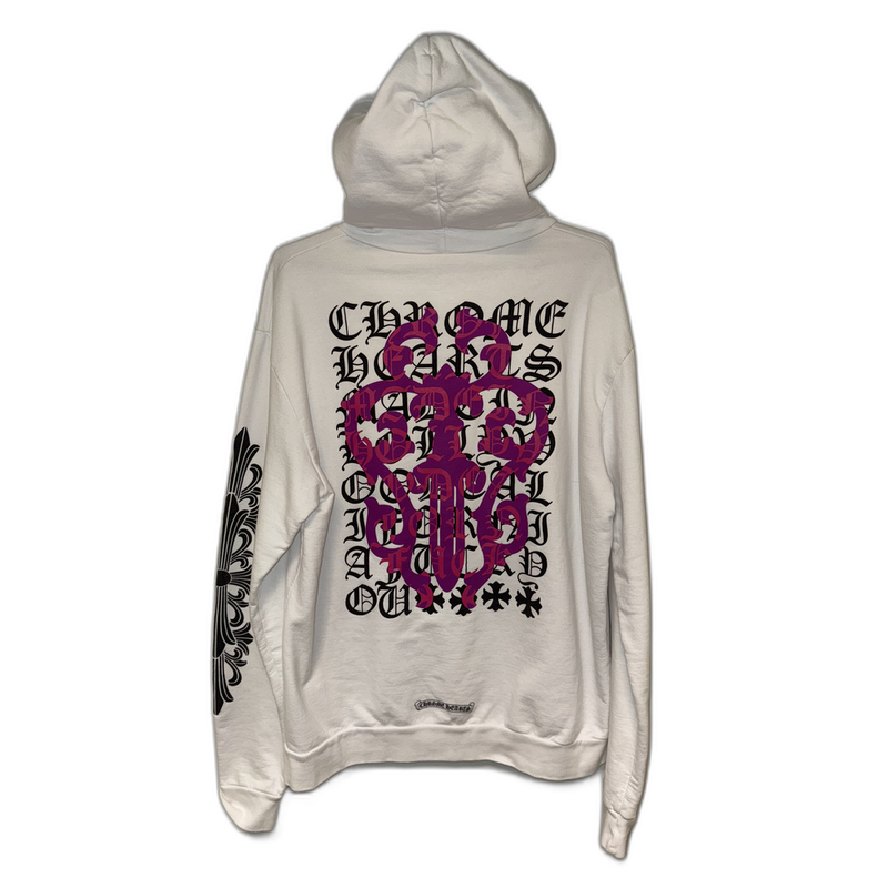 Chrome Hearts Hoodie White Eyechart Purple Dagger