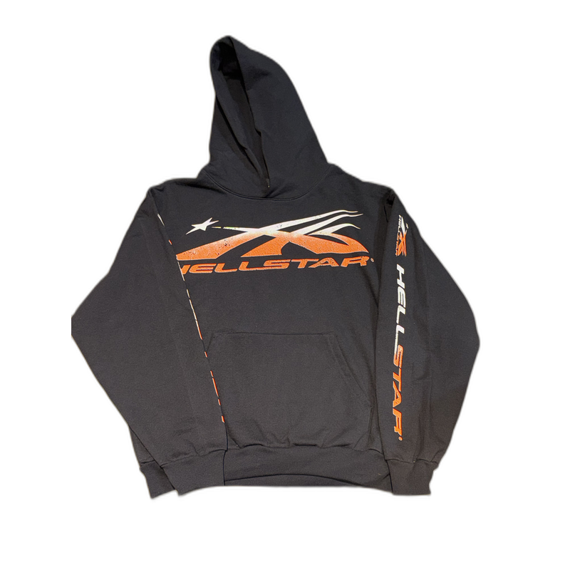Hellstar Hoodie Black Sports Logo Orange/White