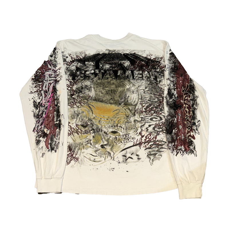 Hellstar L/S Tee White Graffiti