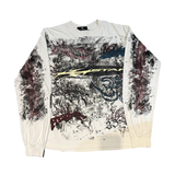Hellstar L/S Tee White Graffiti