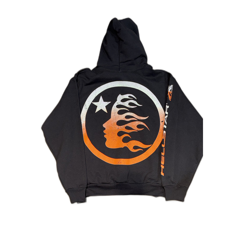 Hellstar Hoodie Black Sports Logo Orange/White